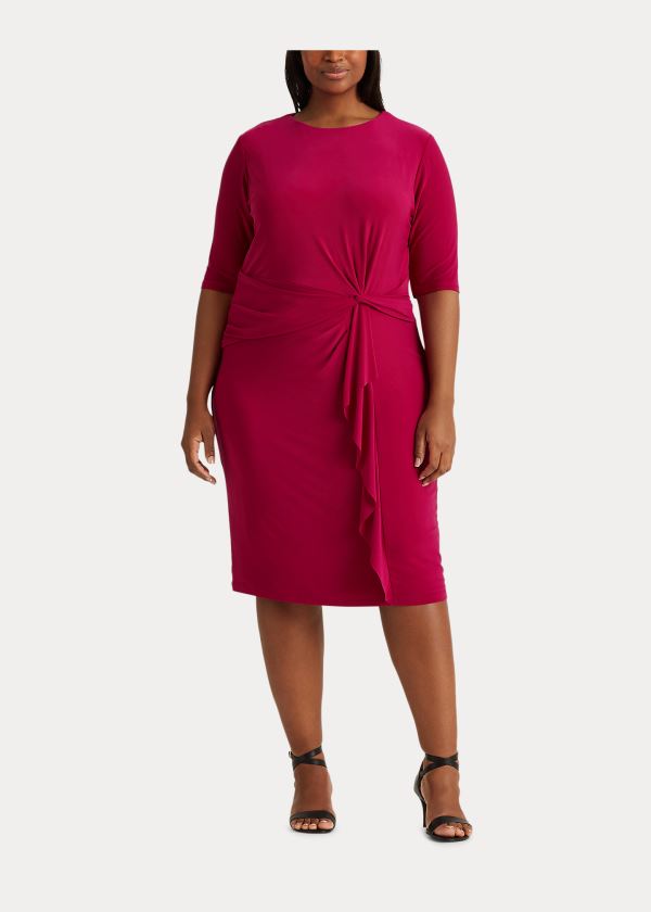 Vestidos Ralph Lauren Mujer Fucsia Claro - Twisted-Knot Jersey - LVGBO0752